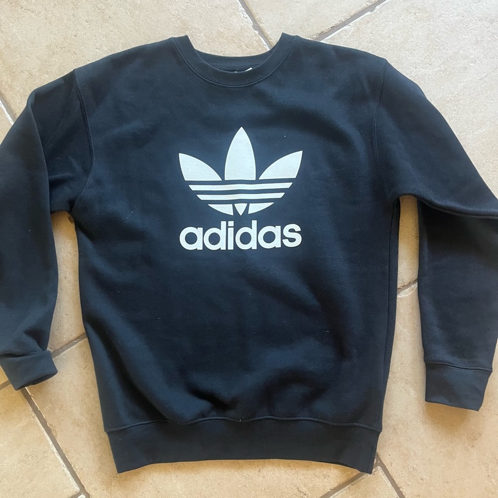 Adidas trefoil crewneck sweatshirt black womens S
